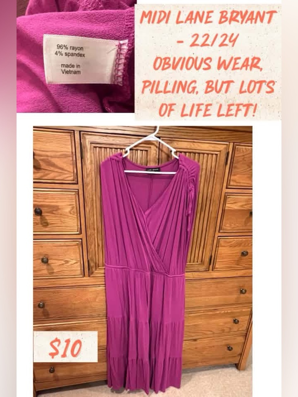 Lane Bryant Fuchsia/Magenta Maxi Dress - 22/24